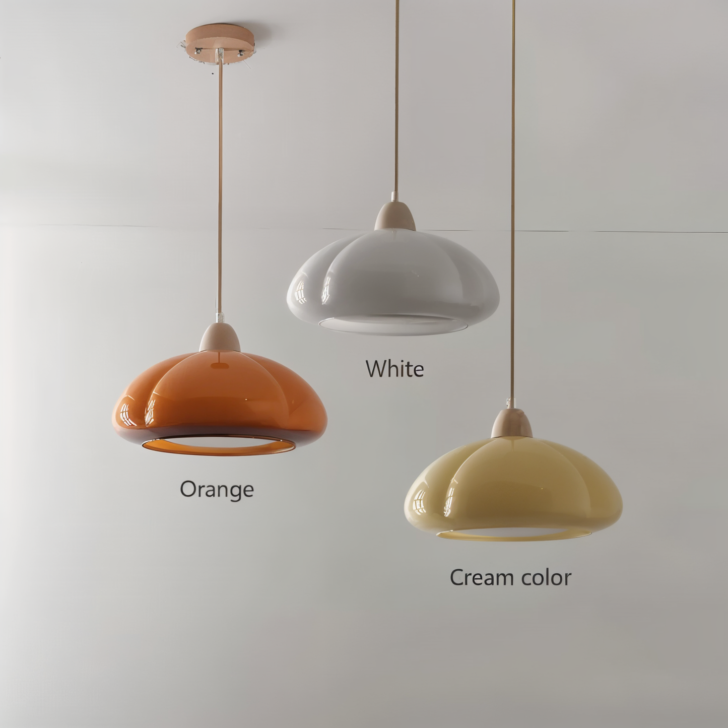 Retro pompoen hanglampen - scandinavische hanglamp van glas en hout