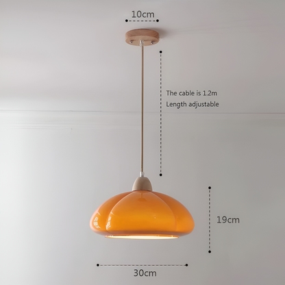 Retro pompoen hanglampen - scandinavische hanglamp van glas en hout