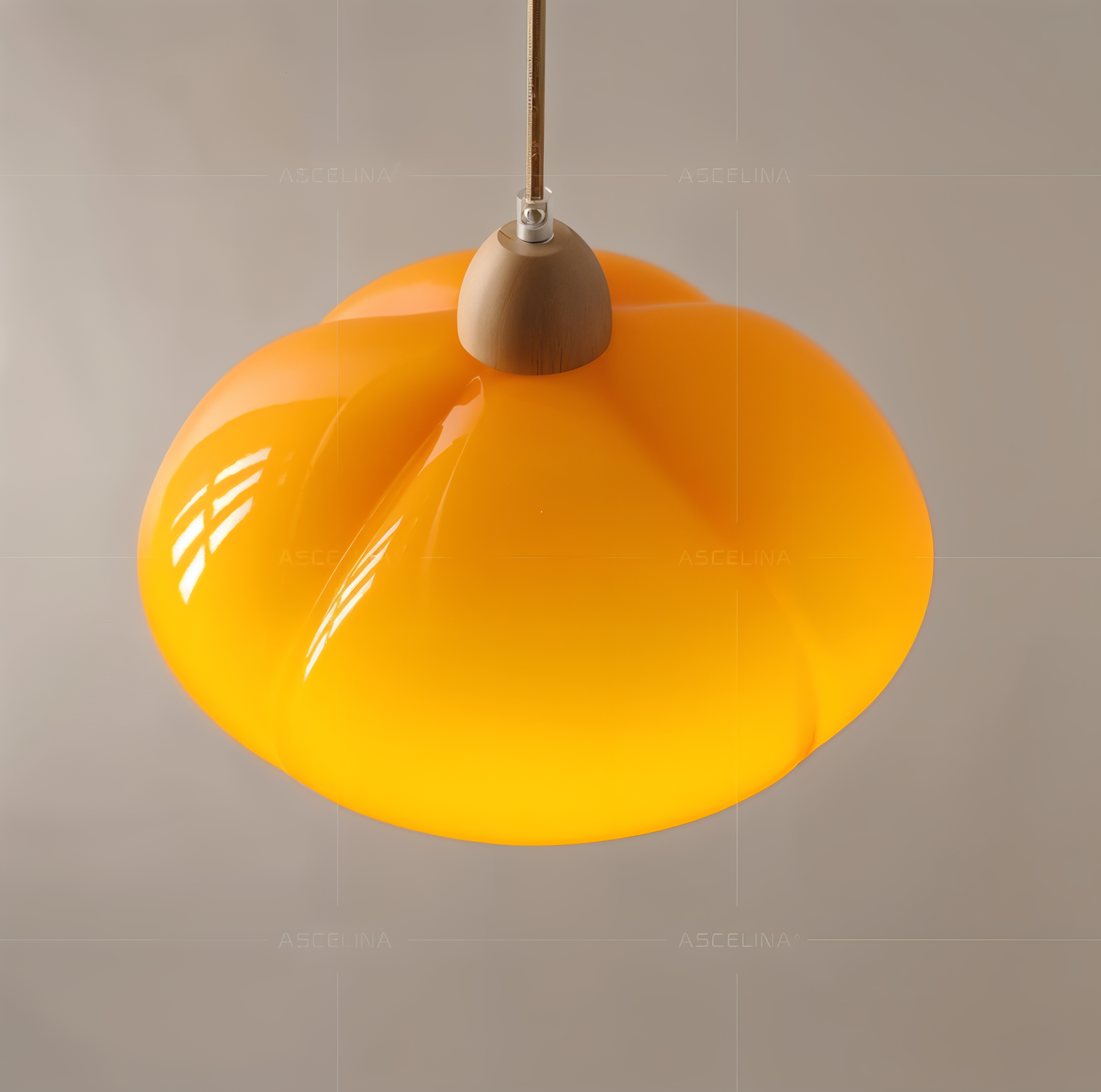 Retro pompoen hanglampen - scandinavische hanglamp van glas en hout
