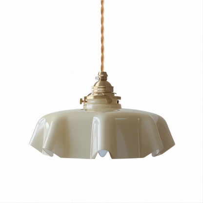 RetroTint hanglamp - bloemvormige led-hanglamp met crème glazen kap