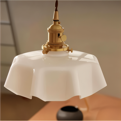 RetroTint hanglamp - bloemvormige led-hanglamp met crème glazen kap
