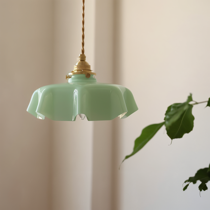 RetroTint hanglamp - bloemvormige led-hanglamp met crème glazen kap