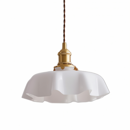 RetroTint hanglamp - bloemvormige led-hanglamp met crème glazen kap