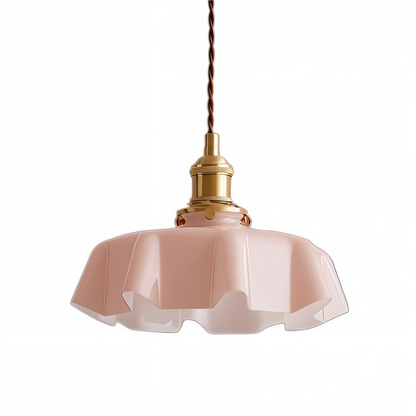 RetroTint hanglamp - bloemvormige led-hanglamp met crème glazen kap