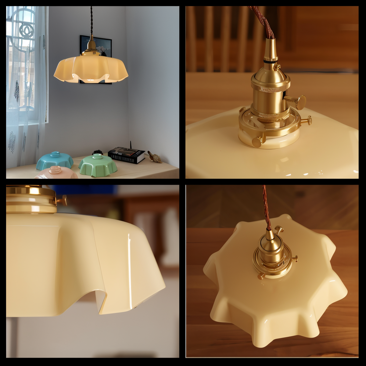 RetroTint hanglamp - bloemvormige led-hanglamp met crème glazen kap