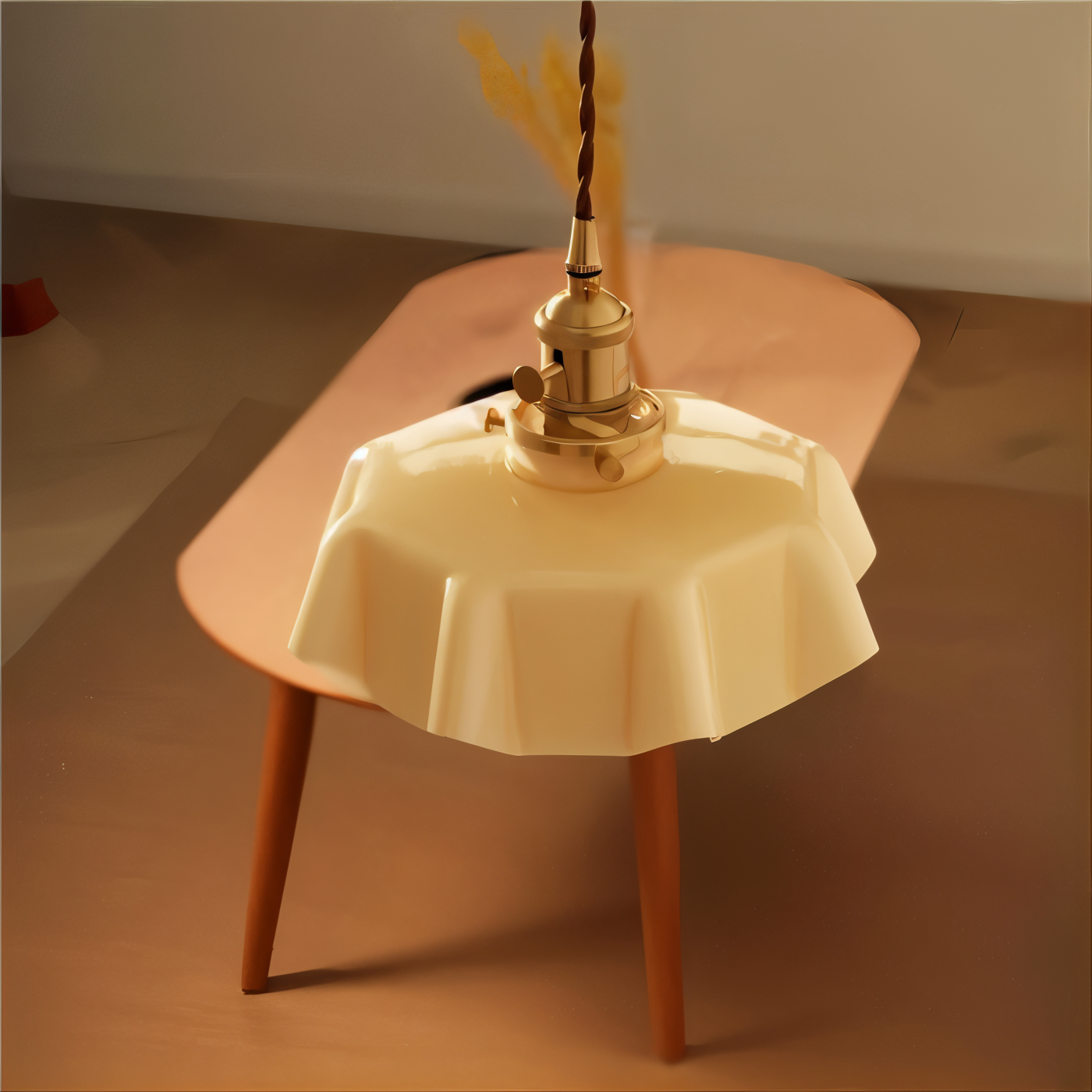 RetroTint hanglamp - bloemvormige led-hanglamp met crème glazen kap