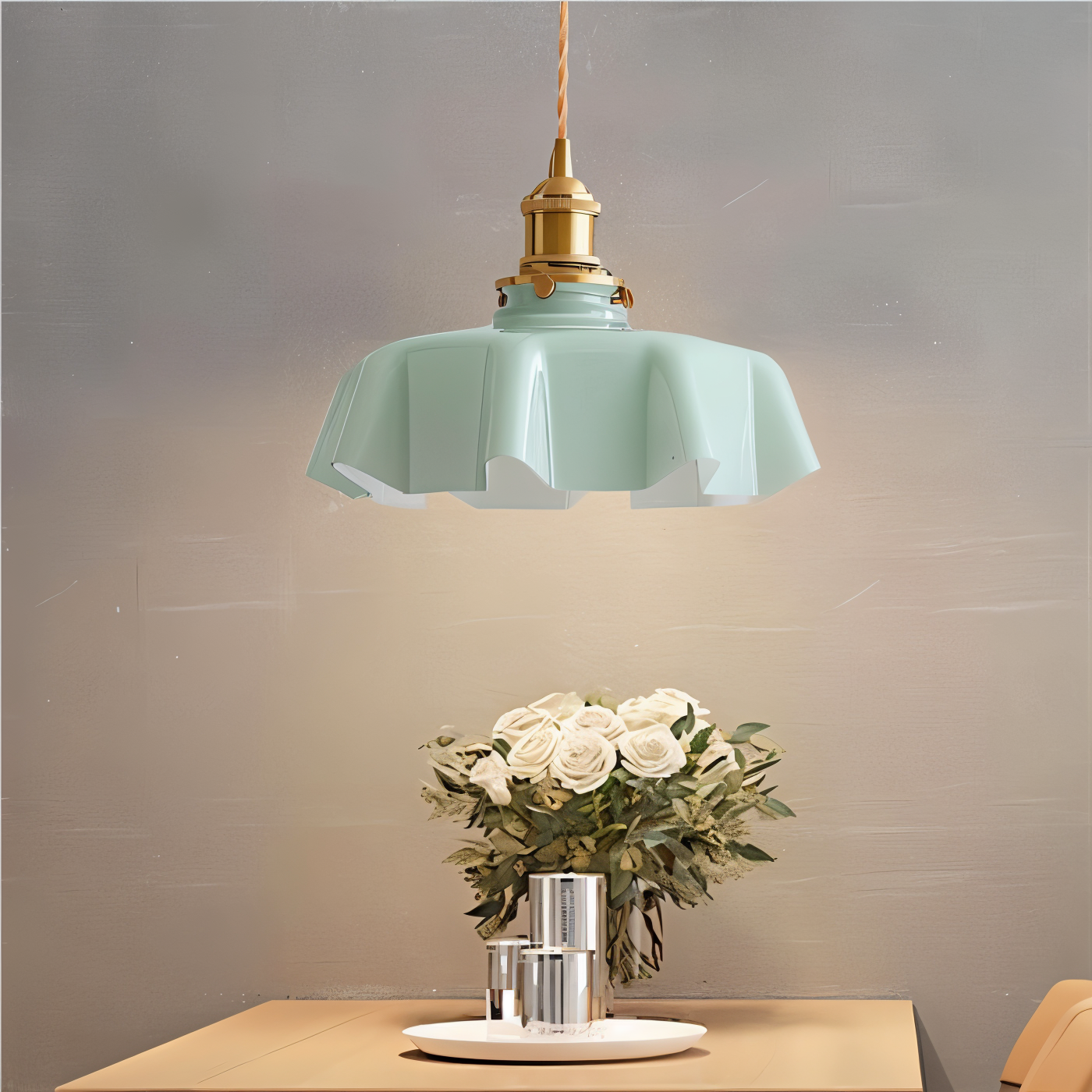 RetroTint hanglamp - bloemvormige led-hanglamp met crème glazen kap