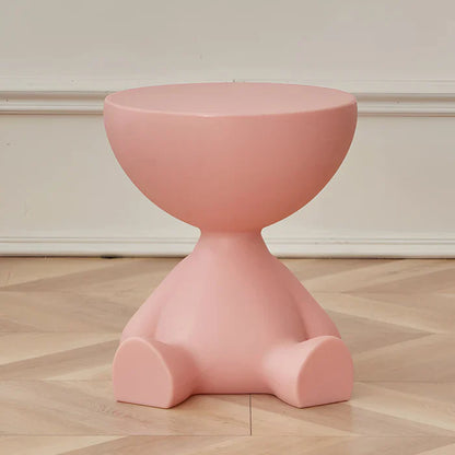 Ronde crème bijzettafel - zwarte ronde salontafel - leuke plastic bijzettafel