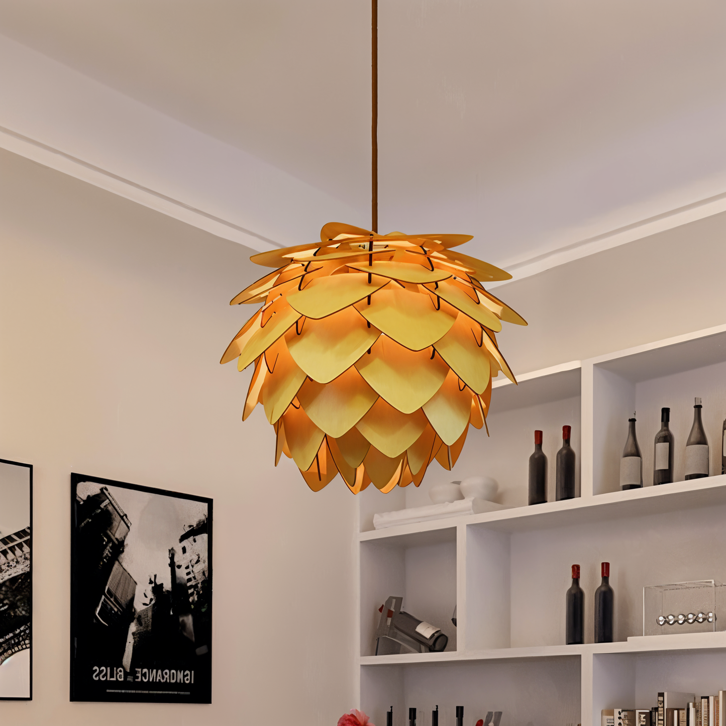 Rustieke dennenappel hanglamp - handgemaakte dennenappel lamp