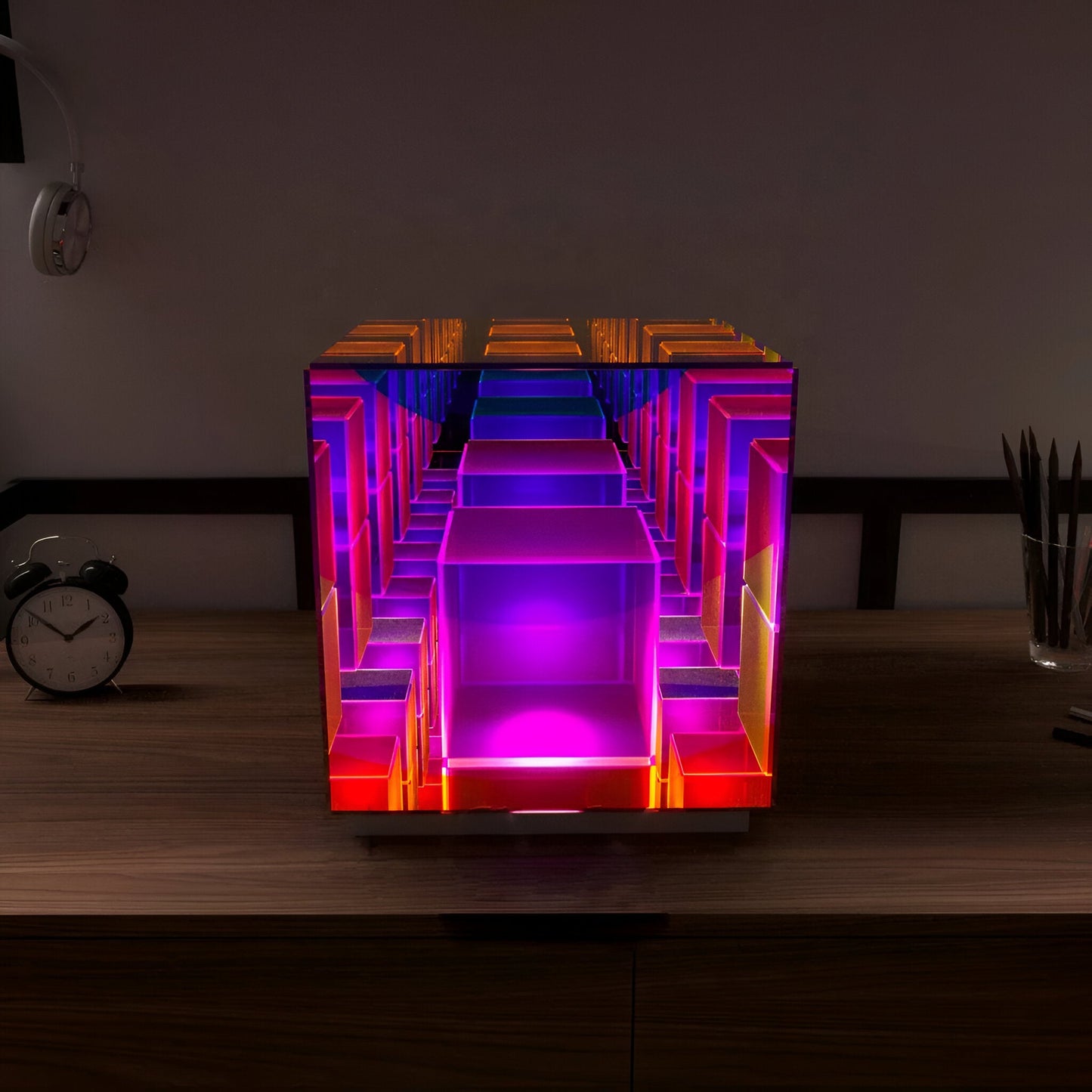 Spectra-Cube tafellamp - regenboog acryl led lamp met fascinerende 3D illusie