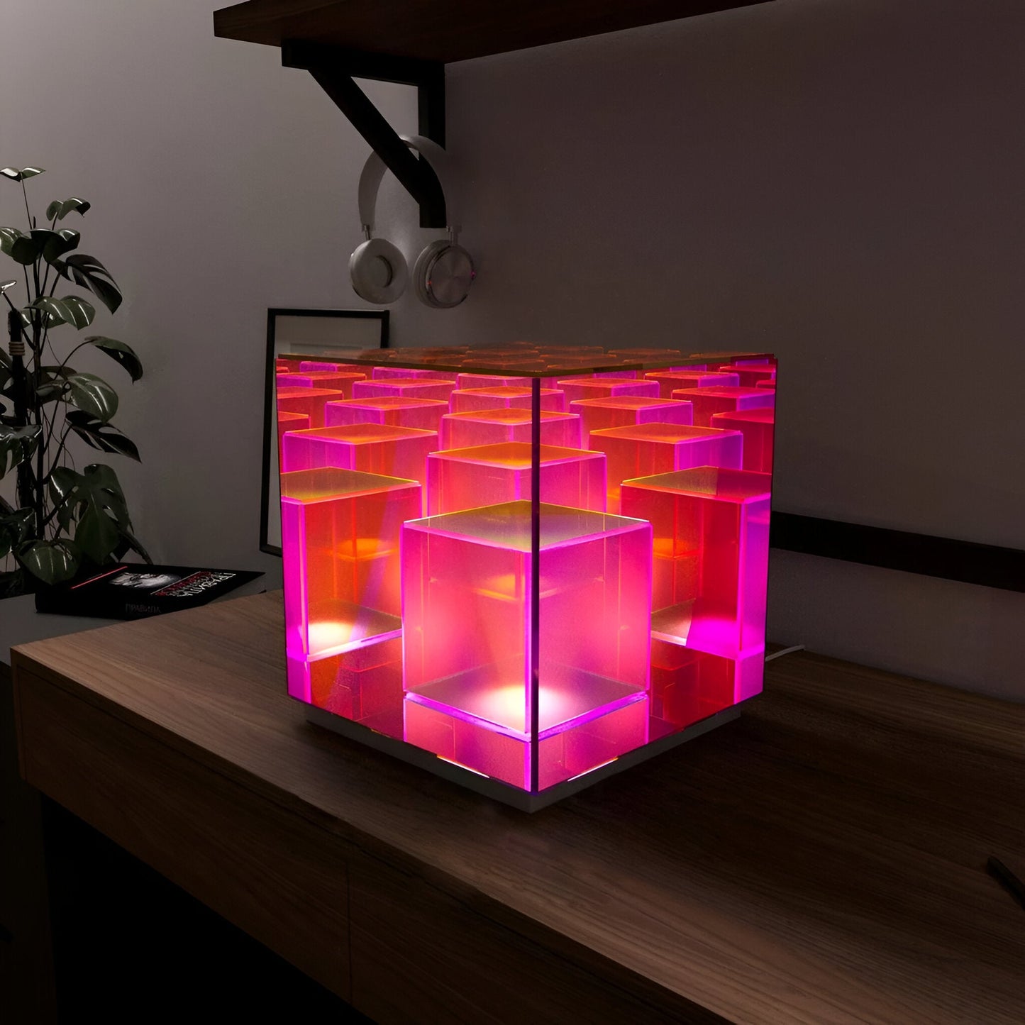 Spectra-Cube tafellamp - regenboog acryl led lamp met fascinerende 3D illusie