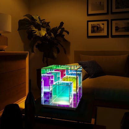 Spectra-Cube tafellamp - regenboog acryl led lamp met fascinerende 3D illusie