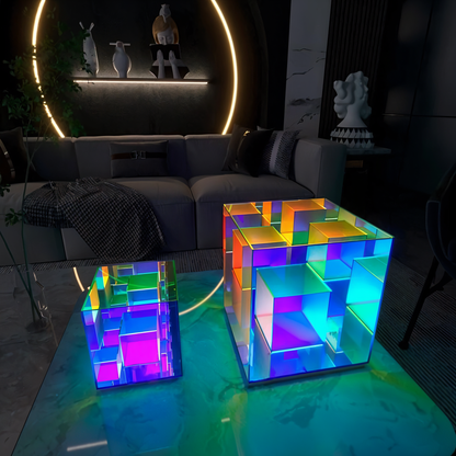 Spectra-Cube tafellamp - regenboog acryl led lamp met fascinerende 3D illusie