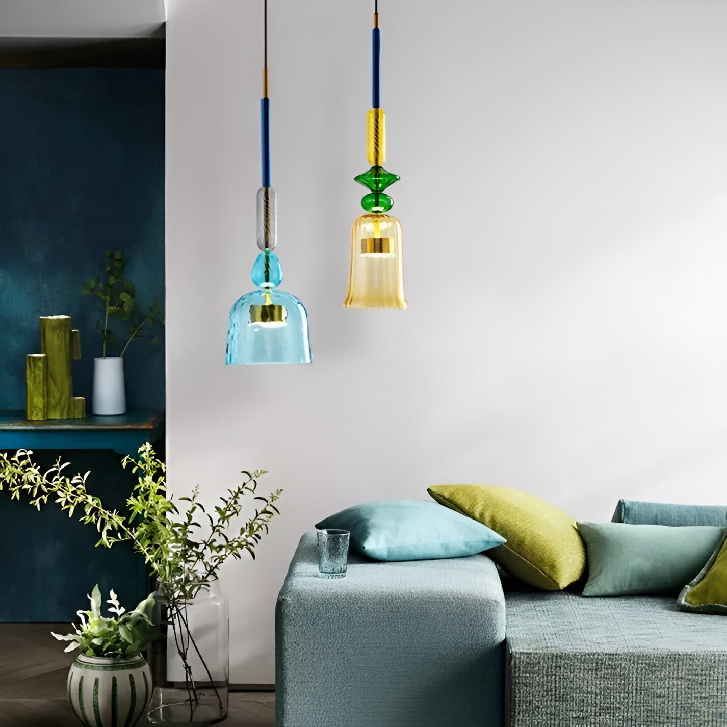 Spectrafuse hanglamp - veelkleurige glazen hanglamp - nordic macaron decoratieve verlichting