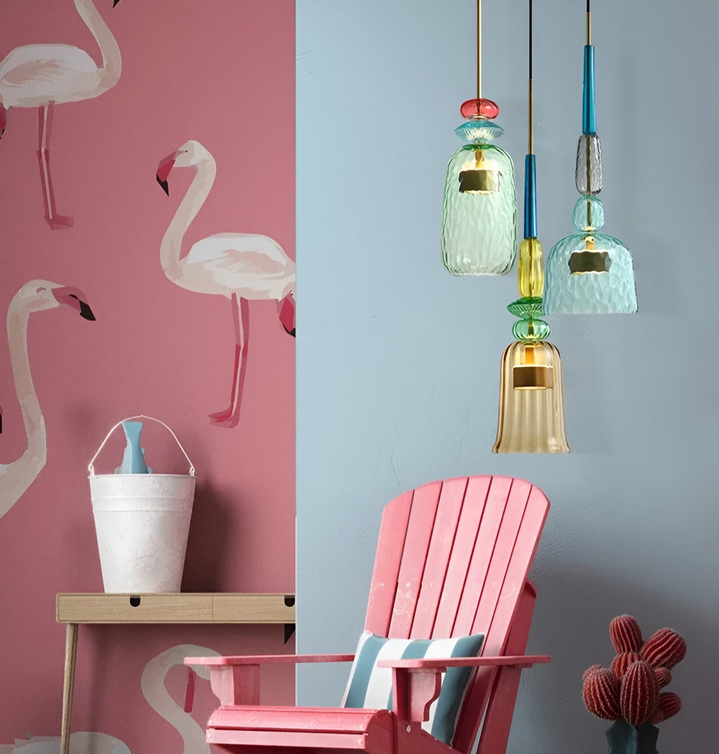 Spectrafuse hanglamp - veelkleurige glazen hanglamp - nordic macaron decoratieve verlichting