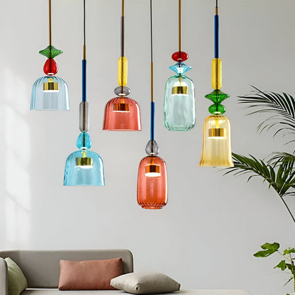 Spectrafuse hanglamp - veelkleurige glazen hanglamp - nordic macaron decoratieve verlichting