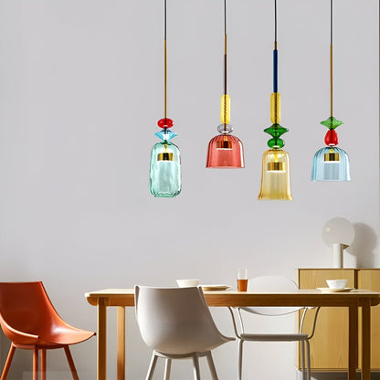 Spectrafuse hanglamp - veelkleurige glazen hanglamp - nordic macaron decoratieve verlichting