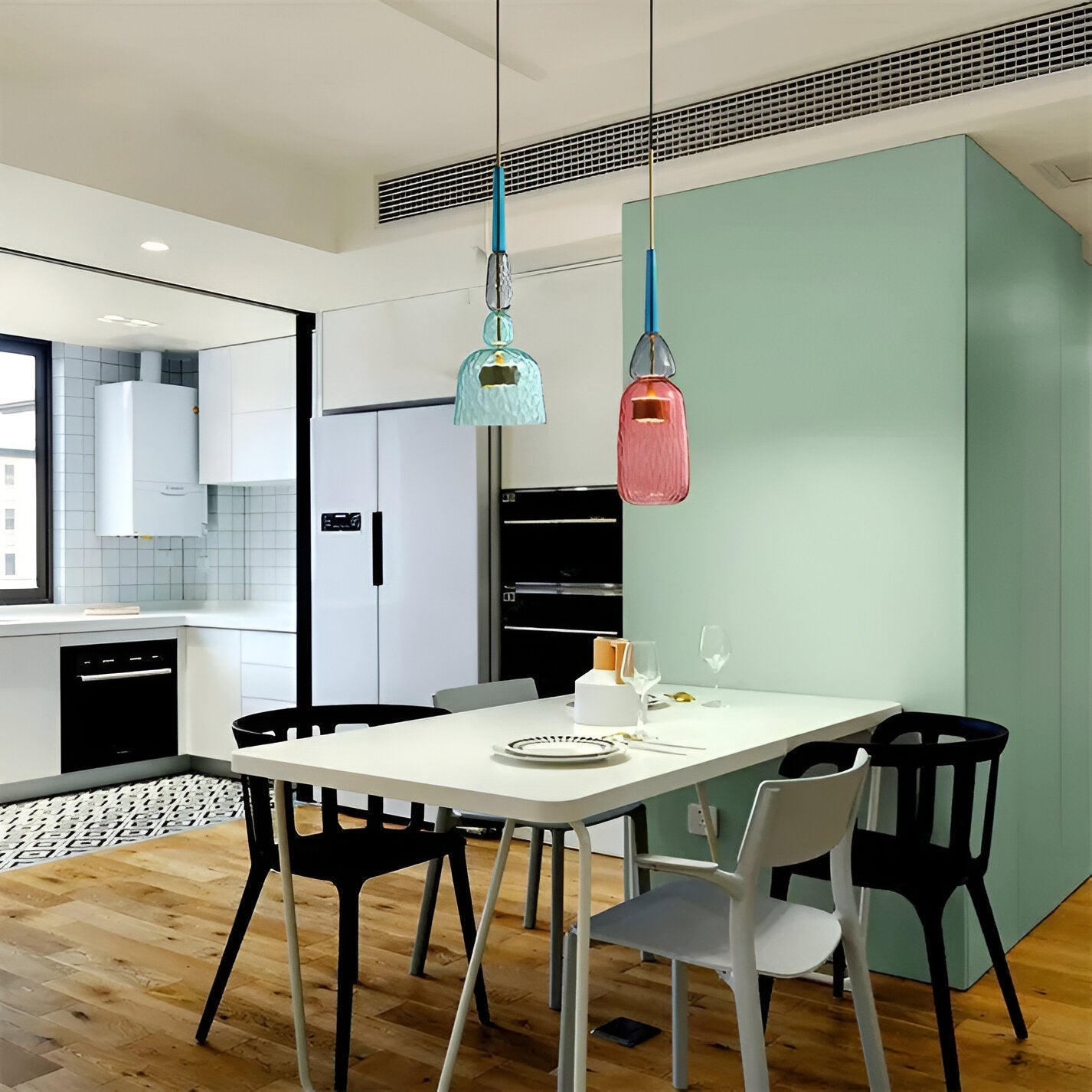 Spectrafuse hanglamp - veelkleurige glazen hanglamp - nordic macaron decoratieve verlichting