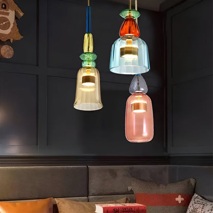 Spectrafuse hanglamp - veelkleurige glazen hanglamp - nordic macaron decoratieve verlichting