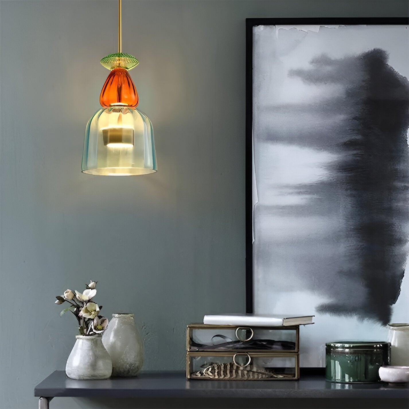 Spectrafuse hanglamp - veelkleurige glazen hanglamp - nordic macaron decoratieve verlichting