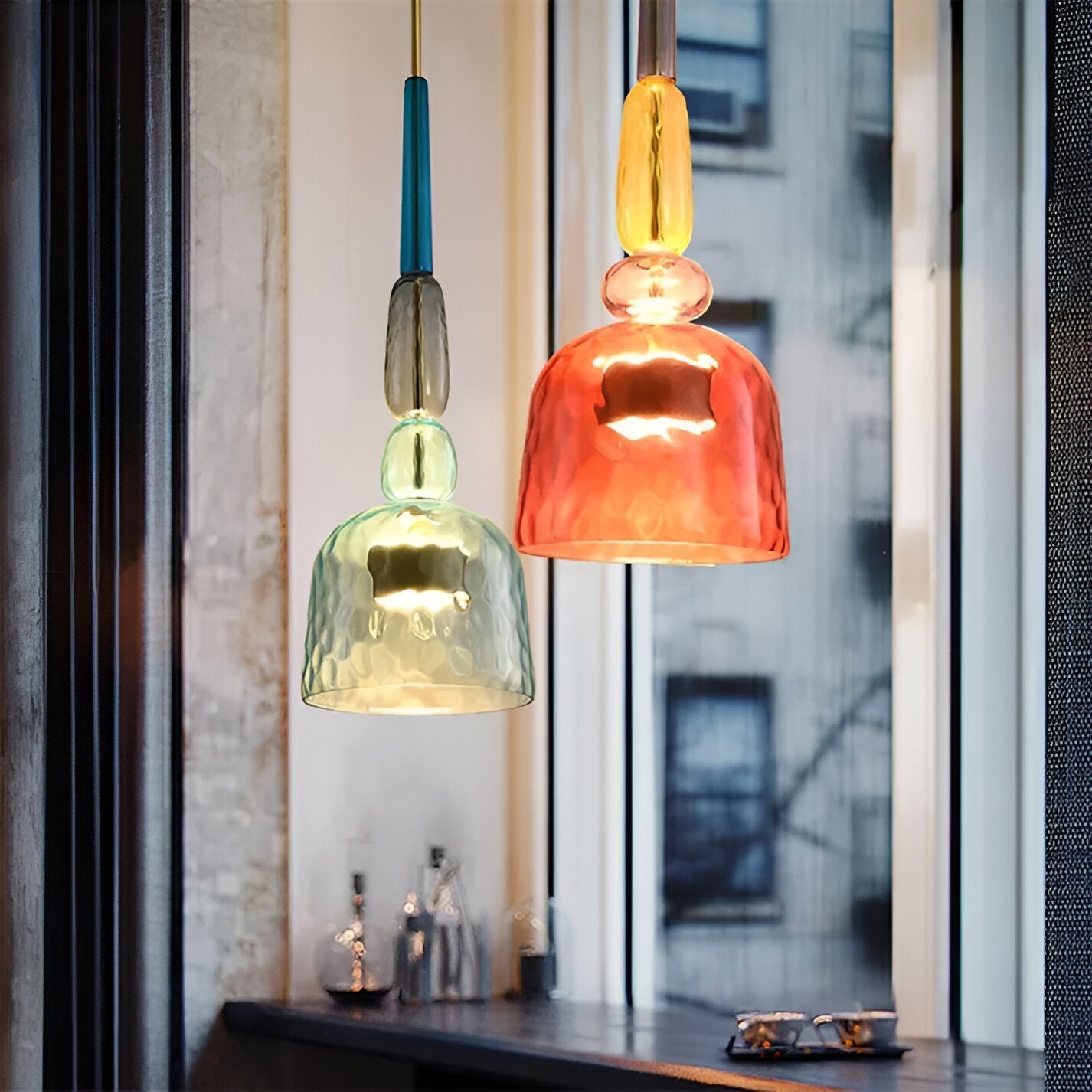 Spectrafuse hanglamp - veelkleurige glazen hanglamp - nordic macaron decoratieve verlichting