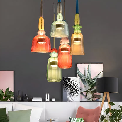 Spectrafuse hanglamp - veelkleurige glazen hanglamp - nordic macaron decoratieve verlichting