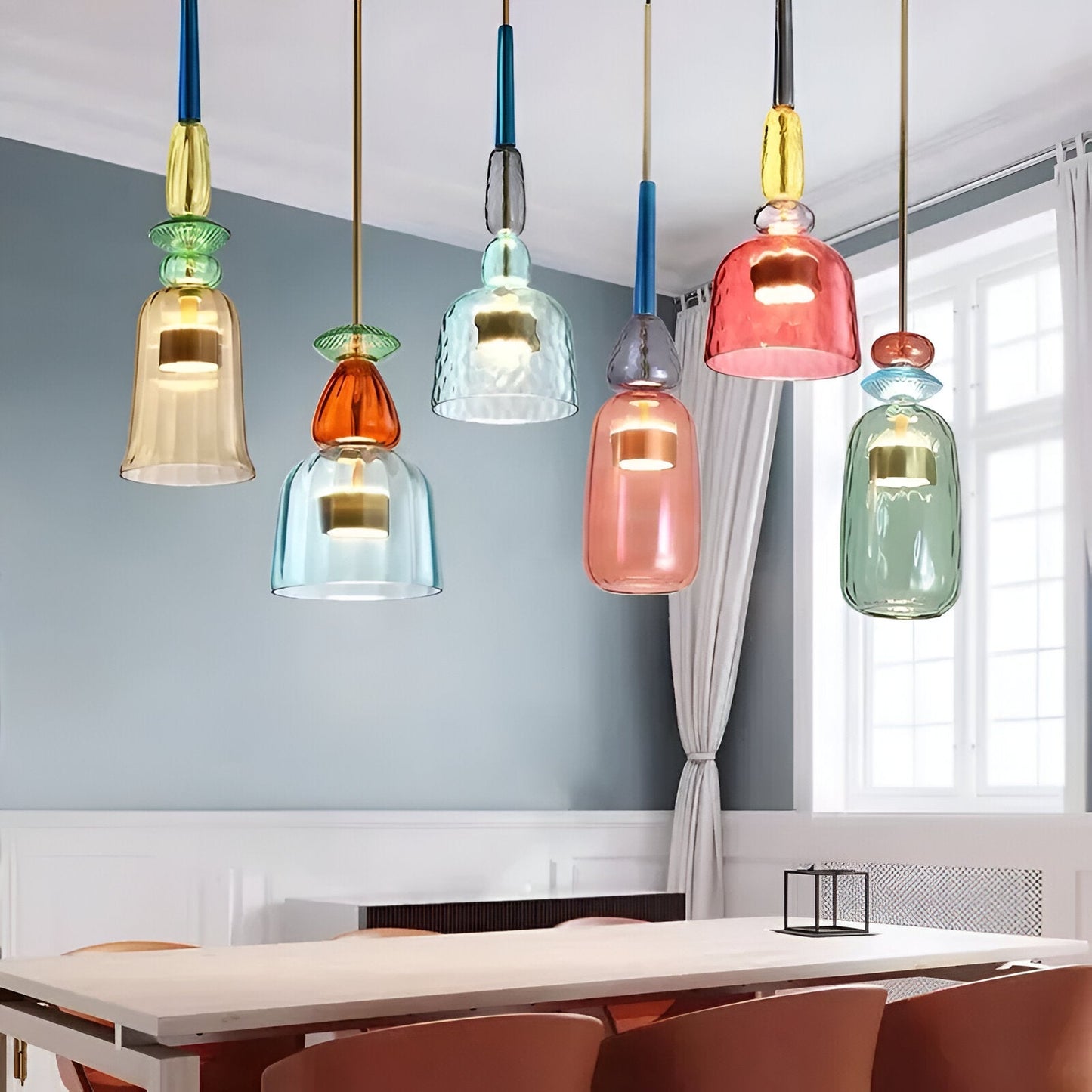 Spectrafuse hanglamp - veelkleurige glazen hanglamp - nordic macaron decoratieve verlichting