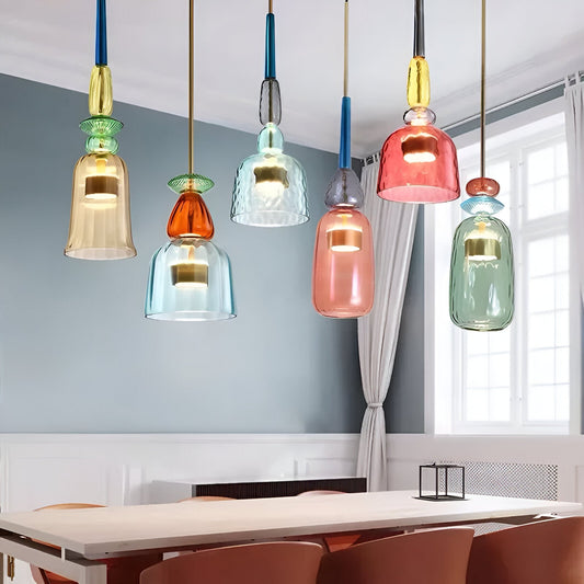 Spectrafuse hanglamp - veelkleurige glazen hanglamp - nordic macaron decoratieve verlichting