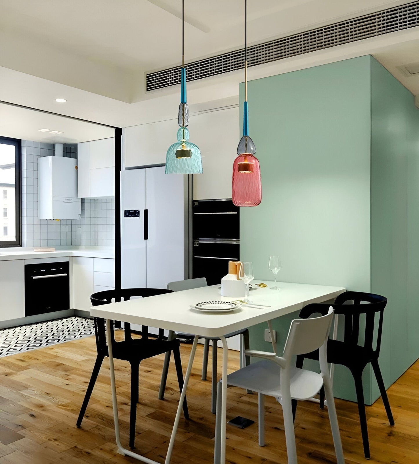 Spectrafuse hanglamp - veelkleurige glazen hanglamp - nordic macaron decoratieve verlichting