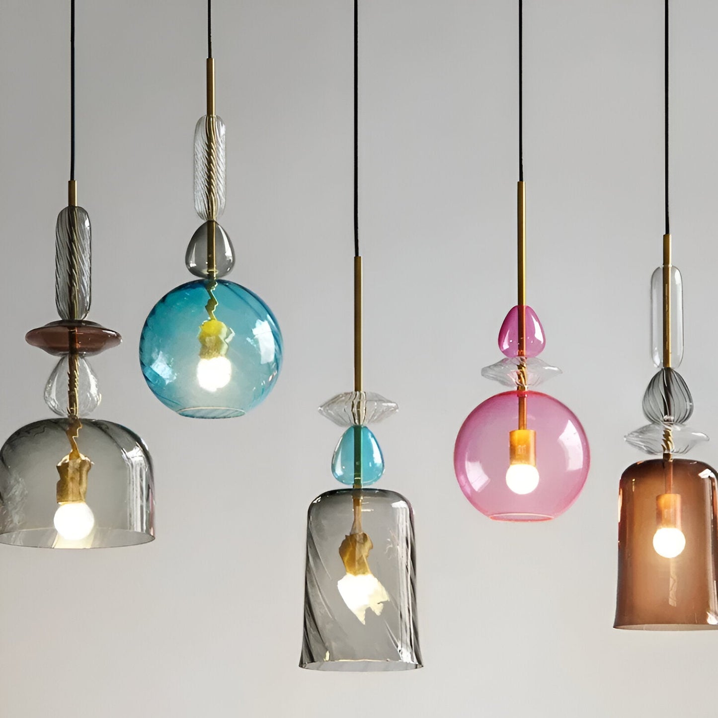 Spectrafuse hanglamp - veelkleurige glazen hanglamp - nordic macaron decoratieve verlichting