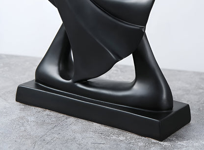 SwayDuo ornament - witte en zwarte dansende hars sculptuur - moderne abstracte kunst