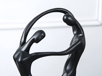 SwayDuo ornament - witte en zwarte dansende hars sculptuur - moderne abstracte kunst