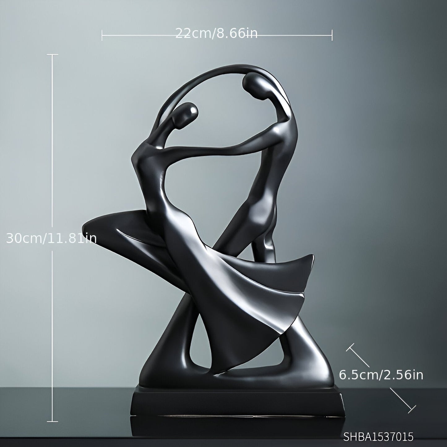 SwayDuo ornament - witte en zwarte dansende hars sculptuur - moderne abstracte kunst