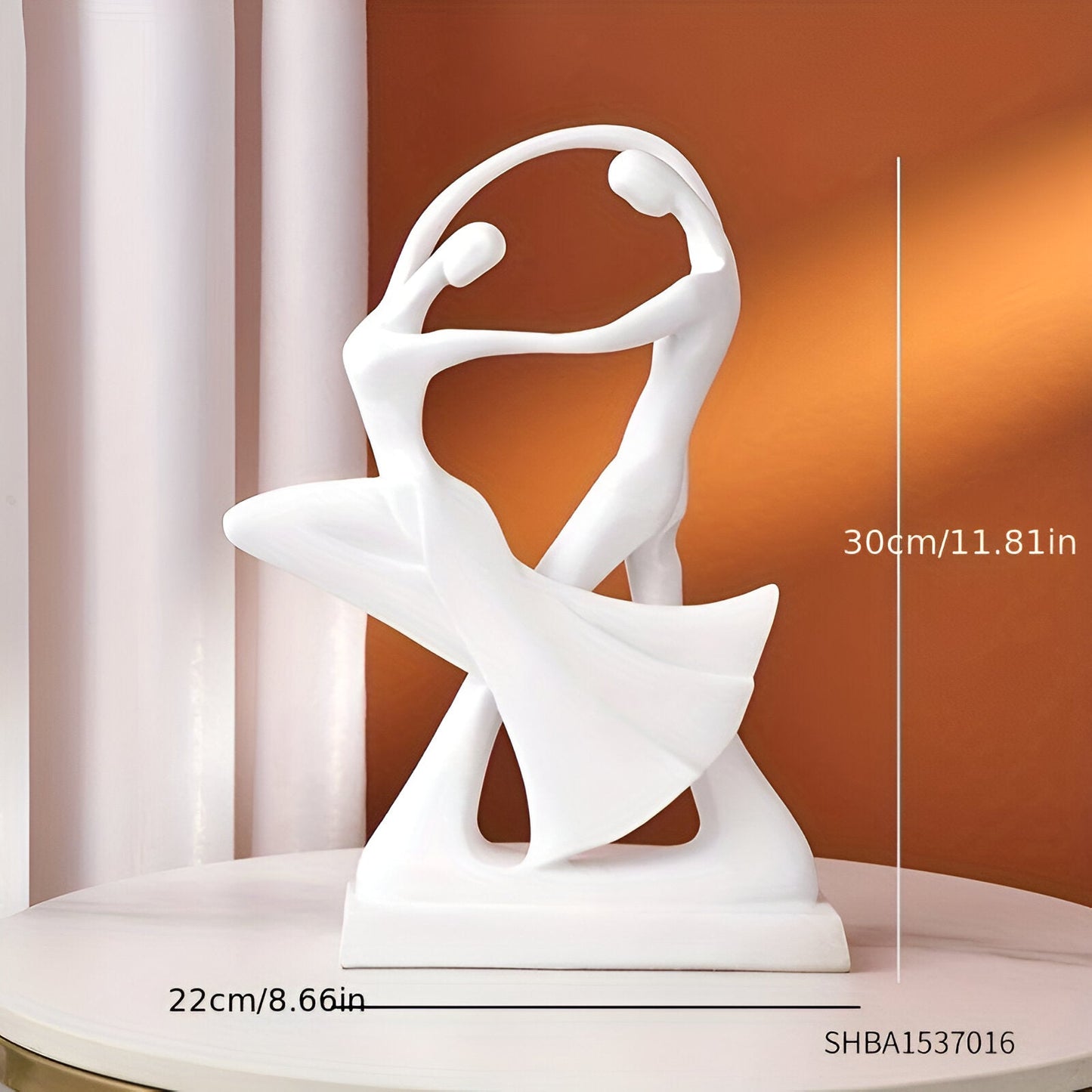 SwayDuo ornament - witte en zwarte dansende hars sculptuur - moderne abstracte kunst
