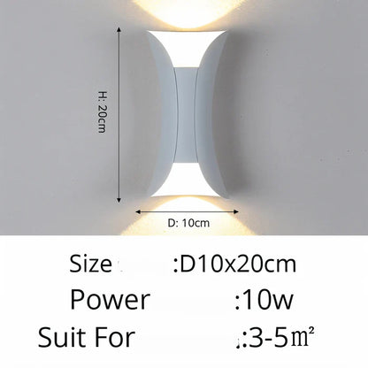 TwinBeam wandlamp - dubbele kop led wandlamp - zwart/goud waterdichte buitenlamp