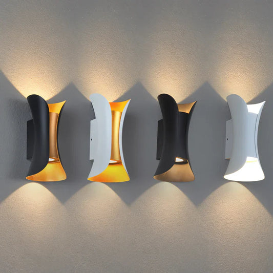 TwinBeam wandlamp - dubbele kop led wandlamp - zwart/goud waterdichte buitenlamp