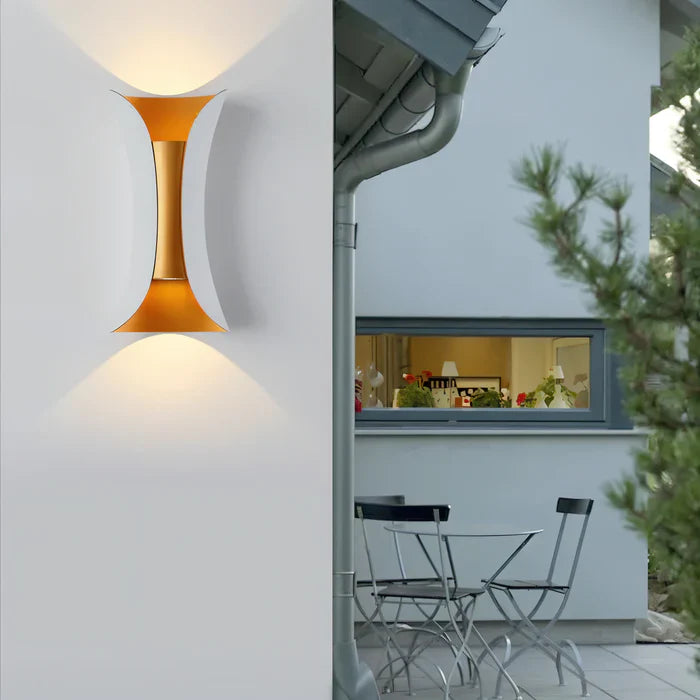 TwinBeam wandlamp - dubbele kop led wandlamp - zwart/goud waterdichte buitenlamp