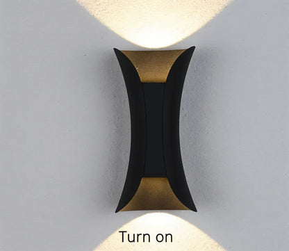 TwinBeam wandlamp - dubbele kop led wandlamp - zwart/goud waterdichte buitenlamp