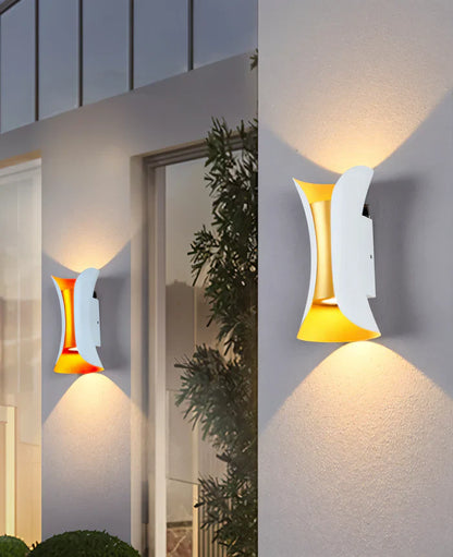 TwinBeam wandlamp - dubbele kop led wandlamp - zwart/goud waterdichte buitenlamp
