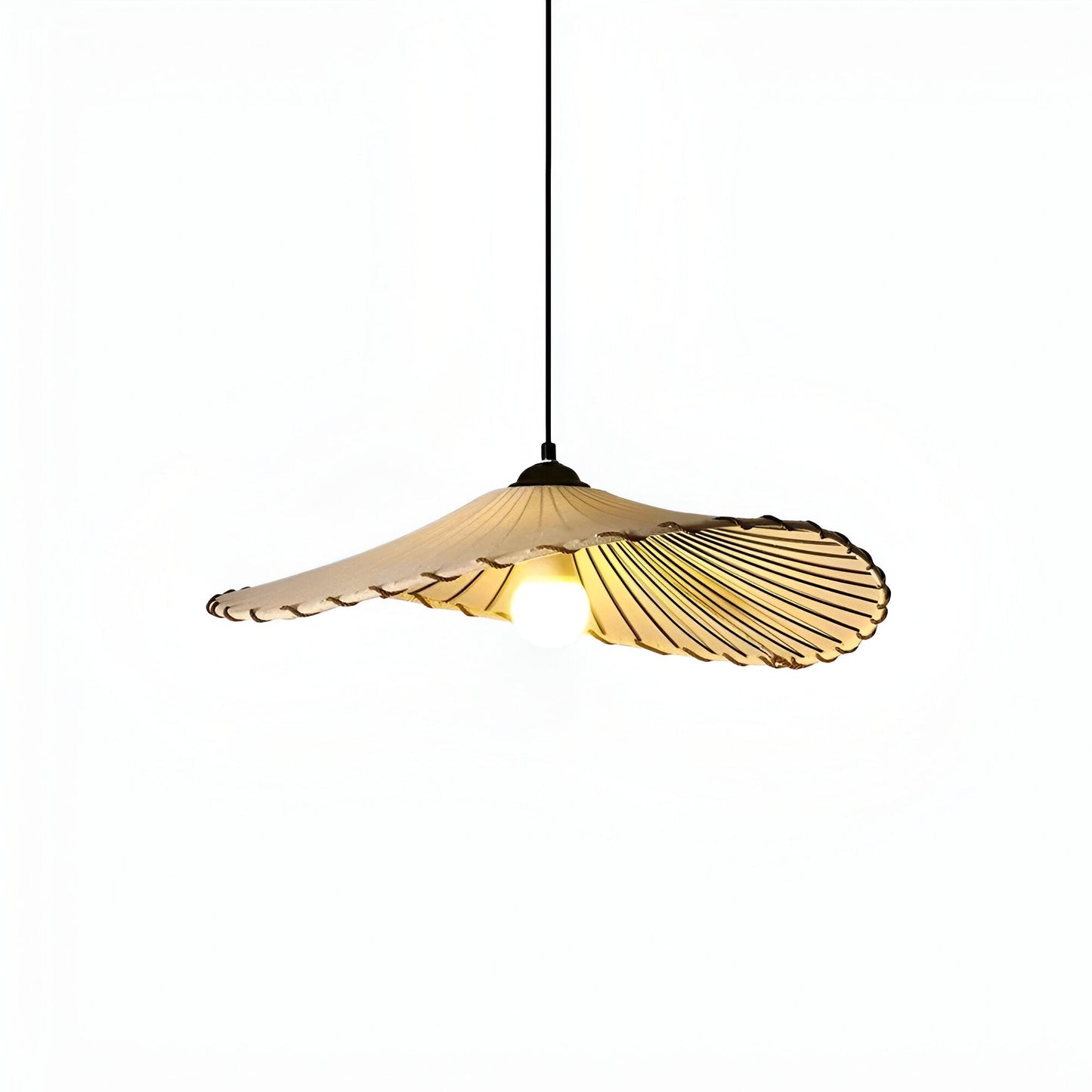 Japanse koepel hanglamp - witte stoffen kroonluchter - erstelbare hanglamp