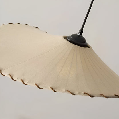 Japanse koepel hanglamp - witte stoffen kroonluchter - erstelbare hanglamp