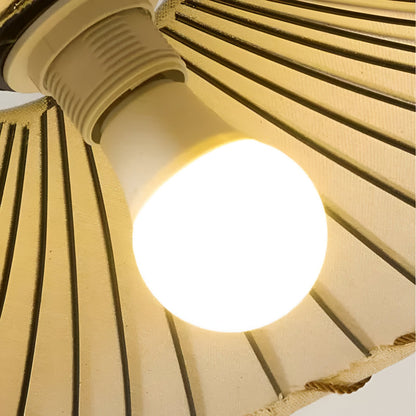 Japanse koepel hanglamp - witte stoffen kroonluchter - erstelbare hanglamp