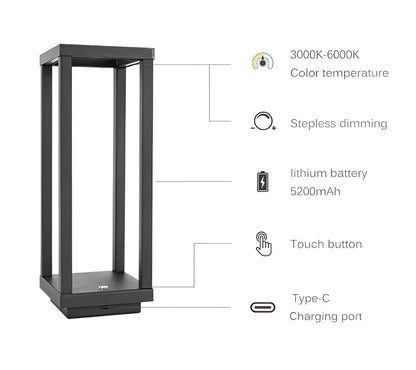 VerticaBeam - 3D rechthoekige zwarte led tafellamp