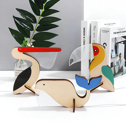 Wildlife lamp - houten acryl dierentafellamp led-nachtlampje