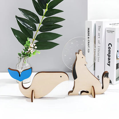 Wildlife lamp - houten acryl dierentafellamp led-nachtlampje