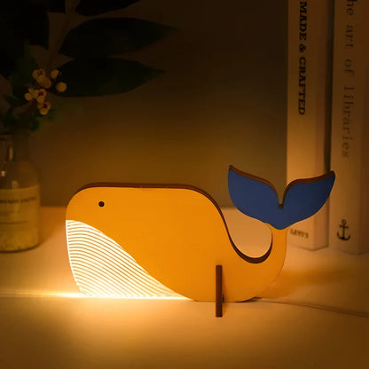 Wildlife lamp - houten acryl dierentafellamp led-nachtlampje