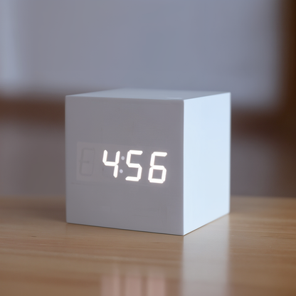 Digitale LED wekker - kubusklok - houten klok