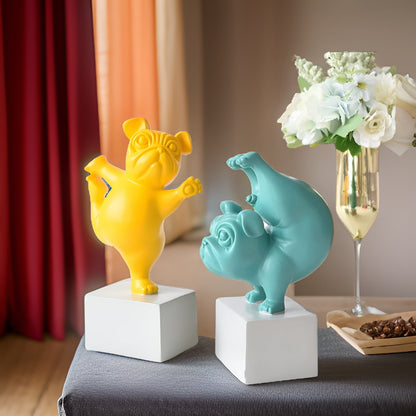 Yoga Paws - abstract yoga buldog beeldje voor speelse huishoudens