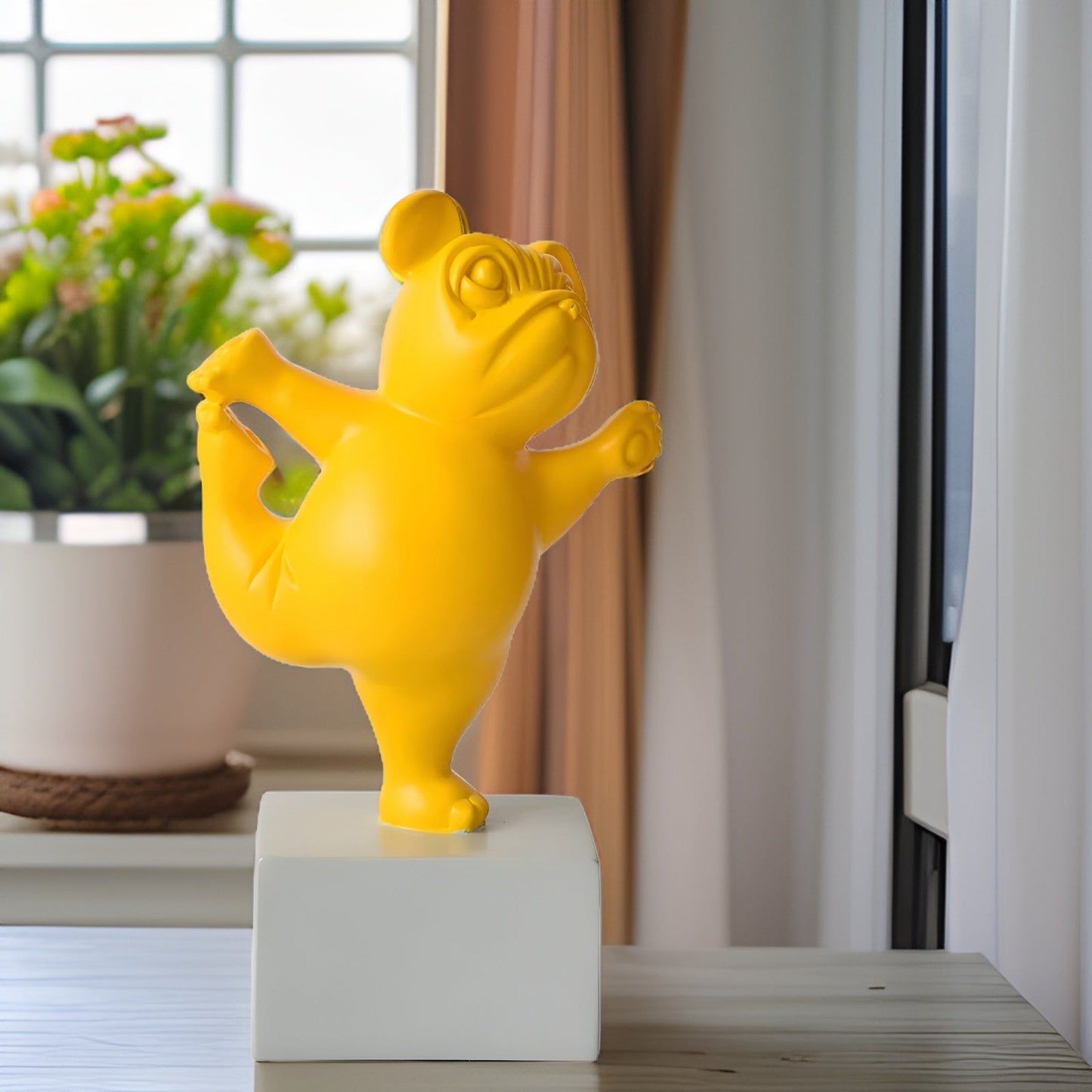 Yoga Paws - abstract yoga buldog beeldje voor speelse huishoudens