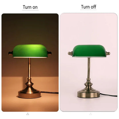 NostalGlow - retro mini bureaulamp metaal/glas
